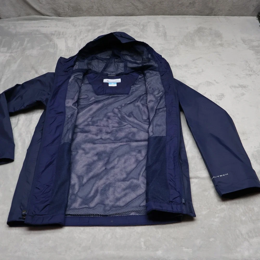 Columbia Jacket Boys Medium 10/12 Blue Watertight Rain Wind Waterproof Hooded